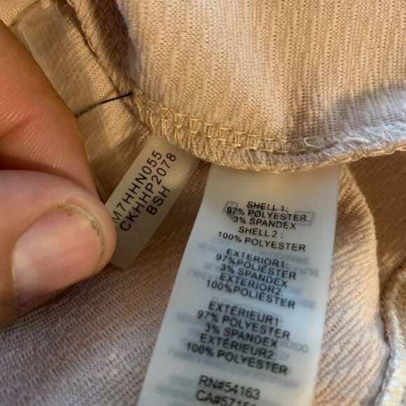 Calvin Klein Womens Beige Long Sleeve Top W/ Sheer Hem & Gold Shoulder Detail XS - Picture 5 of 7